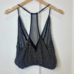 Indigo Plunging Neckline Crop Top